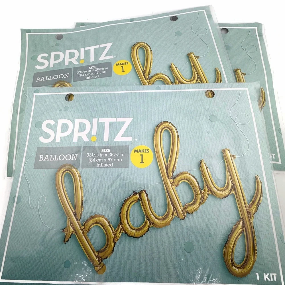 Spritz Gold Script 'baby' Balloons Set of 3